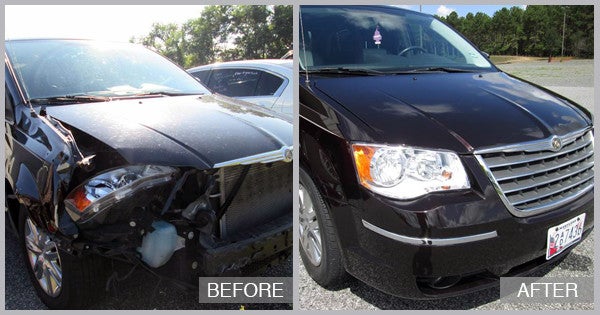 Chrysler Town & Country Before and After at Cambridge Auto Body in Cambridge MD