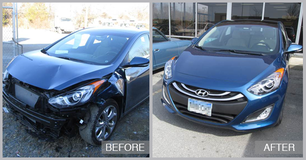 2015 Elantra GT Before and After at Cambridge Auto Body in Cambridge MD