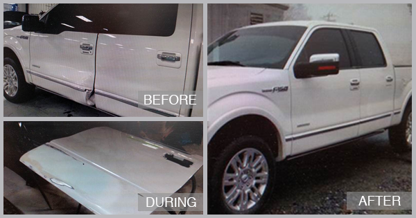 Ford F-150 Before and After at Cambridge Auto Body in Cambridge MD