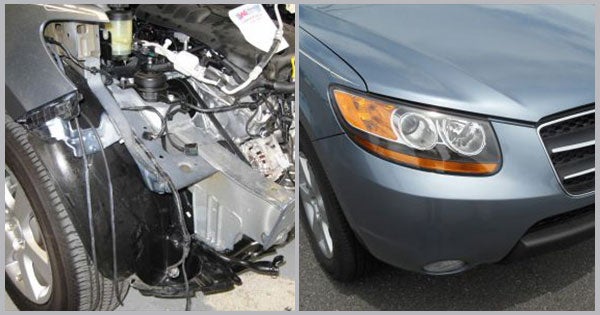2009 Hyundai Santa Fe Before and After at Cambridge Auto Body in Cambridge MD