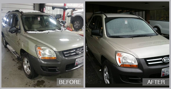 Kia Sportage Before and After at Cambridge Auto Body in Cambridge MD