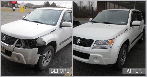 Suzuki SUV Before and After at Cambridge Auto Body in Cambridge MD